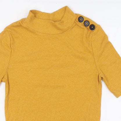 Womens UK Size 8 New Look Yellow Basic T-Shirt