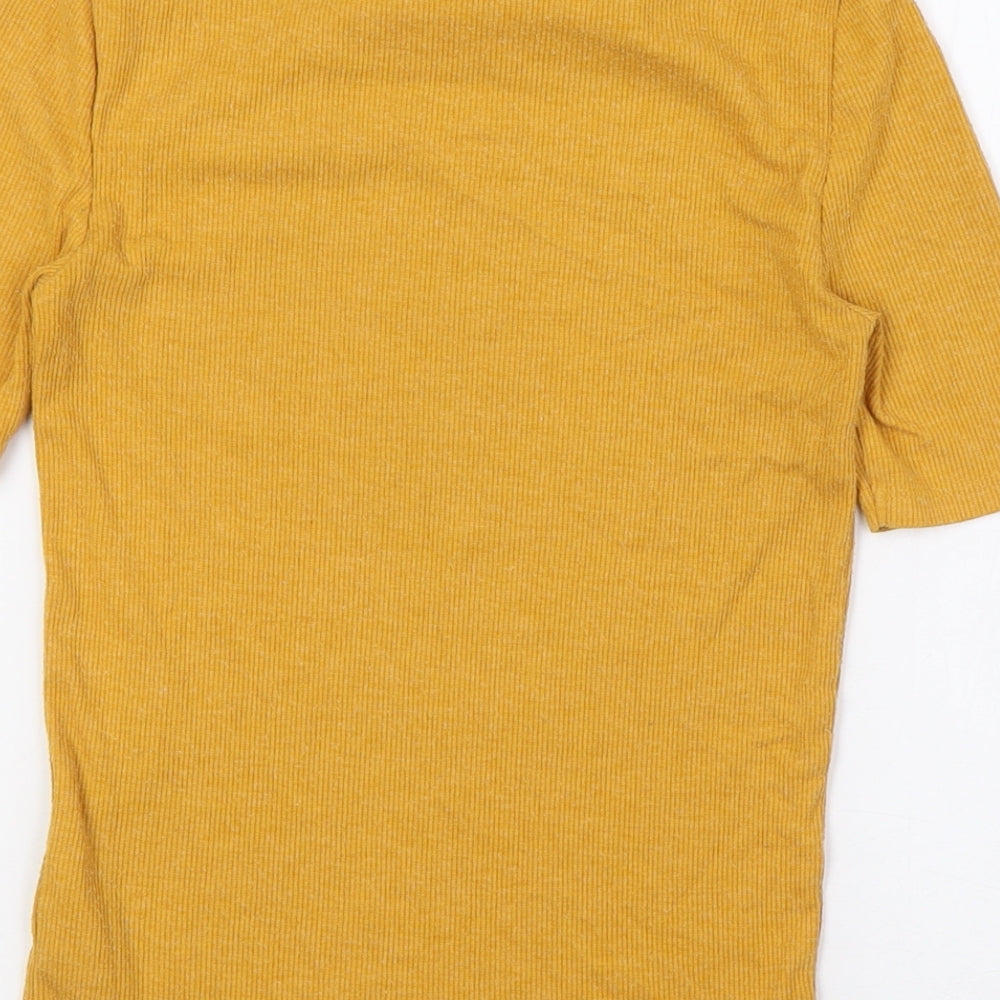 Womens UK Size 8 New Look Yellow Basic T-Shirt