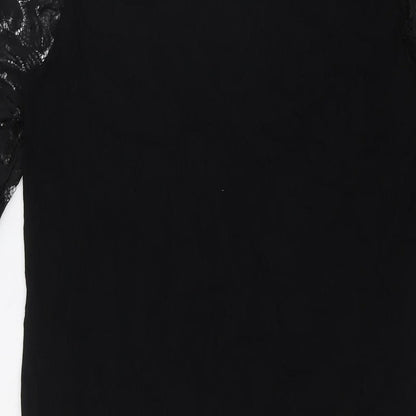 Jeton Womens Black Viscose A-Line Size XL V-Neck - Lace Sleeves