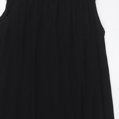 H&M Womens Black Polyester Shirt Dress Size 4 Boat Neck