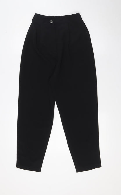 Divided by H&M Womens Black Polyester Trousers Size 6 L25 in Regular Zip - Elasticated Waist