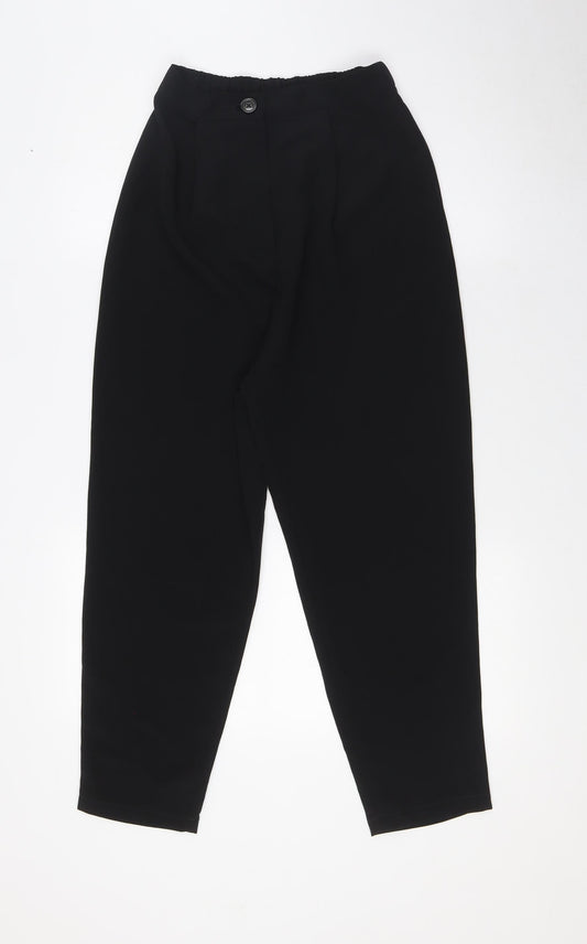 Divided by H&M Womens Black Polyester Trousers Size 6 L25 in Regular Zip - Elasticated Waist