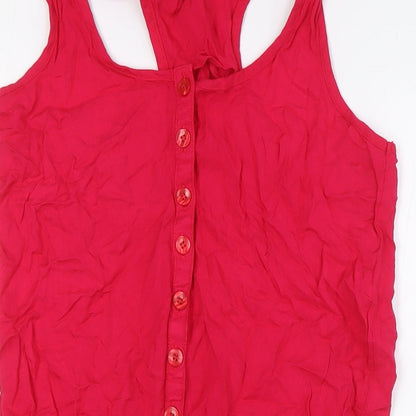 NEXT Womens Pink Viscose Playsuit One-Piece Size 10 Button - Racer Back