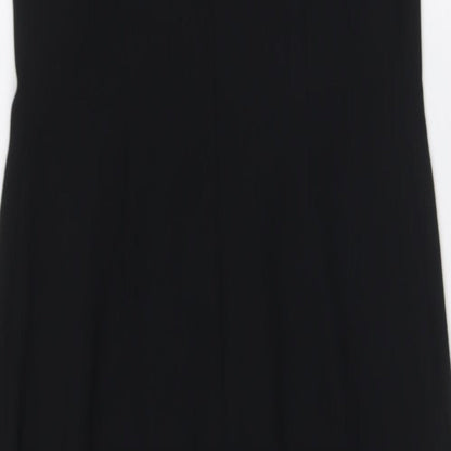 Marks and Spencer Womens Black Polyester Pencil Dress Size 8 Boat Neck Zip - Evening Wear