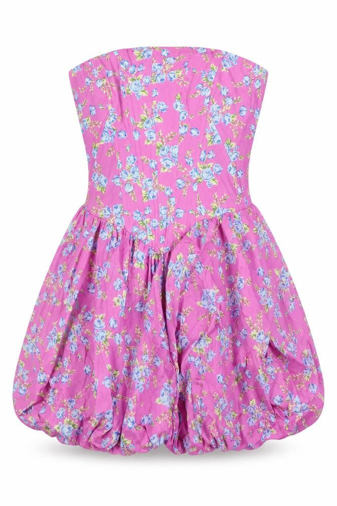 Zara Womens Purple Floral Elastane A-Line Size S Off the Shoulder Zip - Boned Body