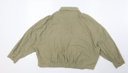 Womens UK Size M Pull&Bear Green Basic Button-Up