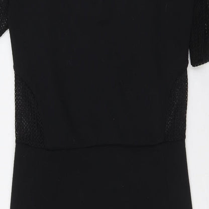 River Island Womens Black Polyester Pencil Dress Size 8 Round Neck Zip