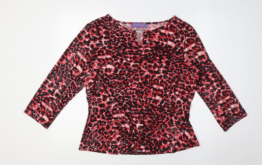 Autonomy Womens Multicoloured Animal Print Polyester Basic Blouse Size 18 Boat Neck