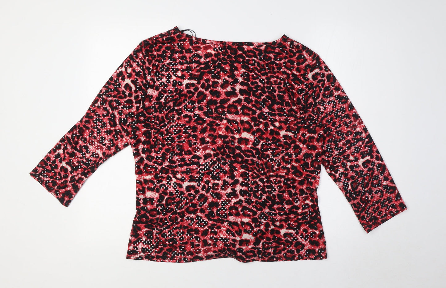 Autonomy Womens Multicoloured Animal Print Polyester Basic Blouse Size 18 Boat Neck