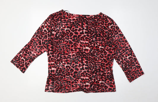 Autonomy Womens Multicoloured Animal Print Polyester Basic Blouse Size 18 Boat Neck