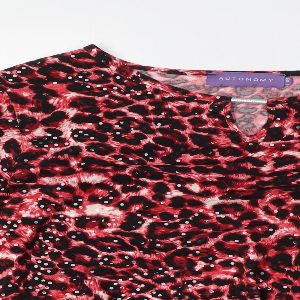 Autonomy Womens Multicoloured Animal Print Polyester Basic Blouse Size 18 Boat Neck