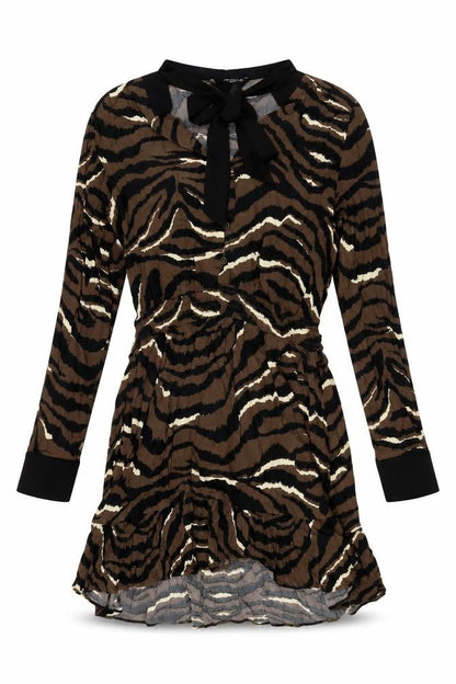 Zara Womens Brown Geometric Viscose Mini Size M V-Neck Button
