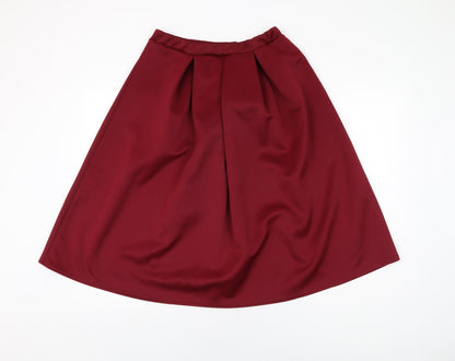 Boohoo Womens Red Polyester Swing Skirt Size 14