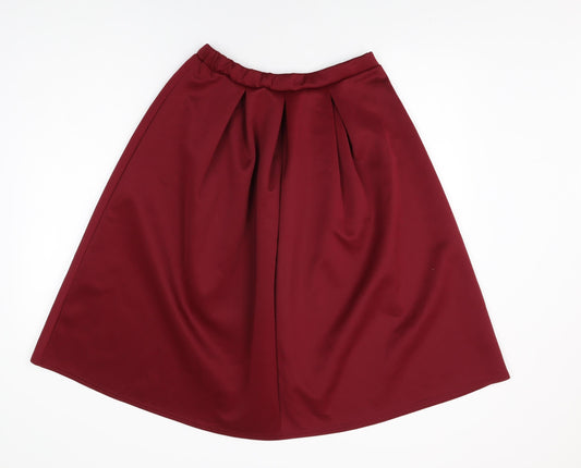 Boohoo Womens Red Polyester Swing Skirt Size 14