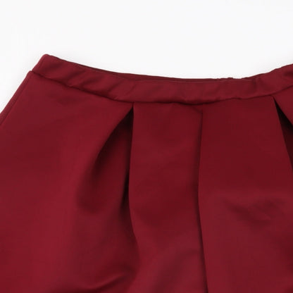 Boohoo Womens Red Polyester Swing Skirt Size 14