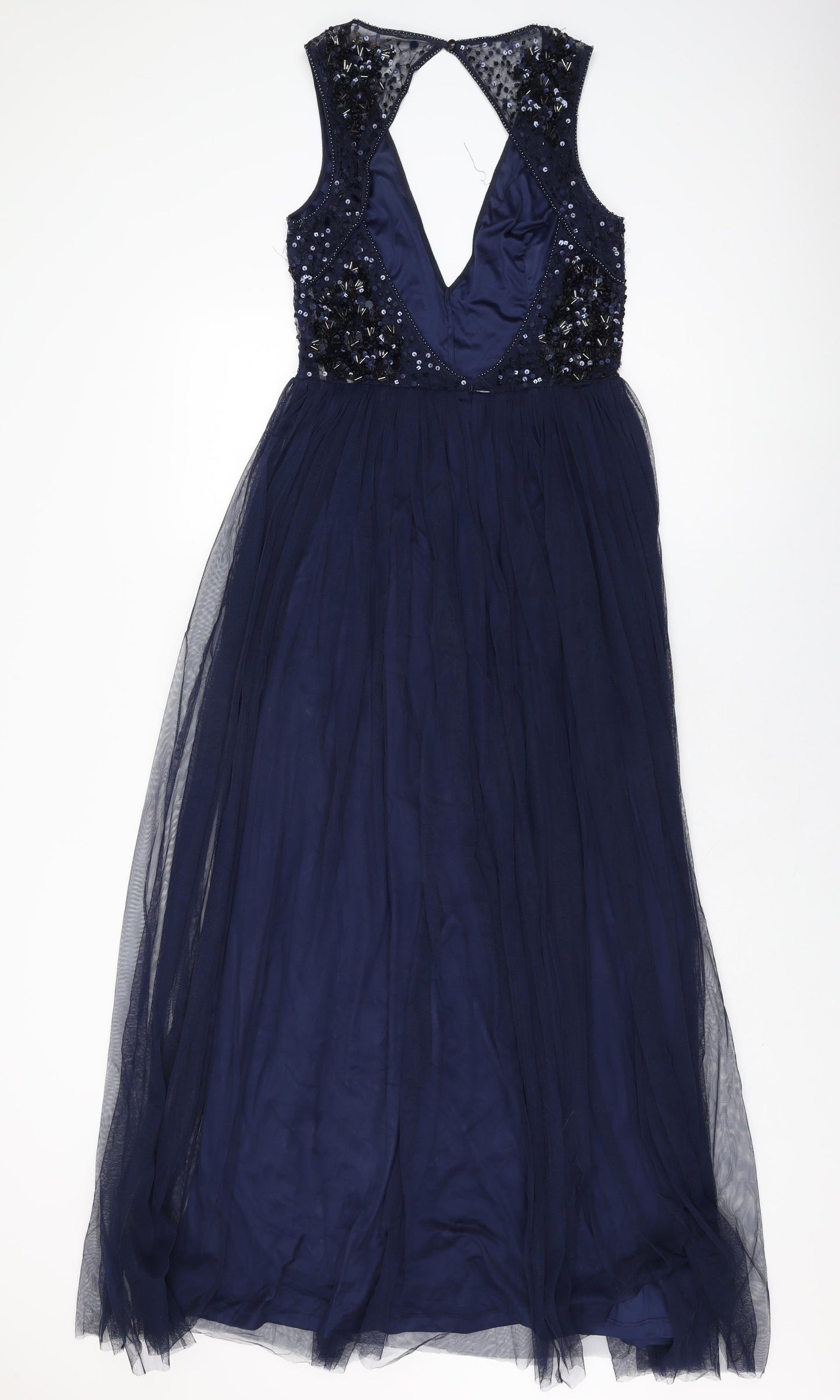 Debenhams Womens Blue Polyester Maxi Size 10 Round Neck Zip