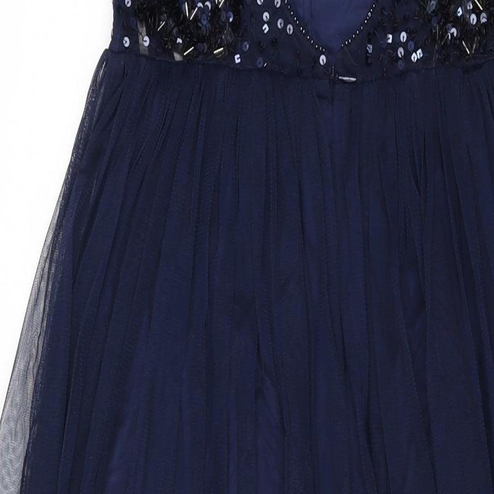 Debenhams Womens Blue Polyester Maxi Size 10 Round Neck Zip