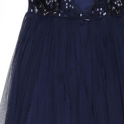 Debenhams Womens Blue Polyester Maxi Size 10 Round Neck Zip