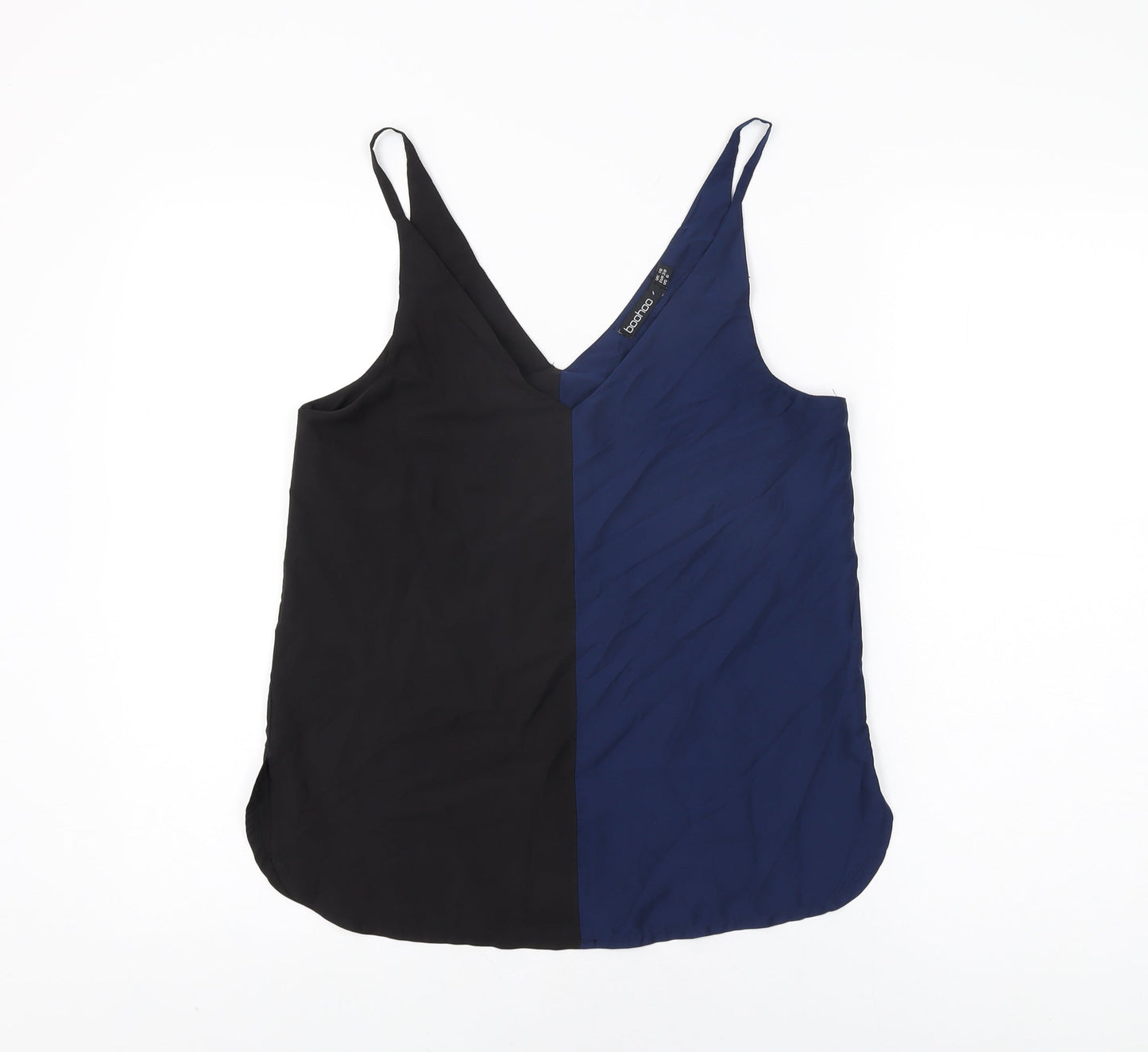 Boohoo Womens Black Polyester Camisole T-Shirt Size 10 V-Neck