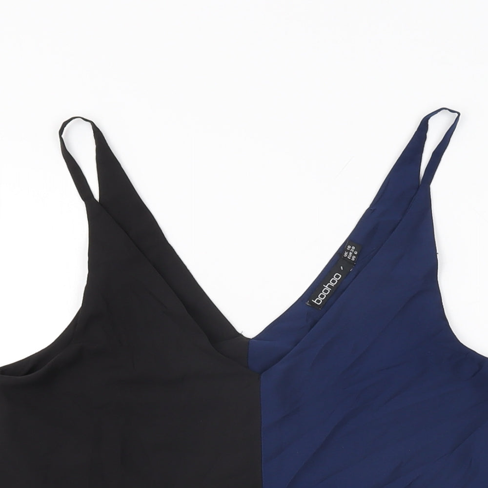 Boohoo Womens Black Polyester Camisole T-Shirt Size 10 V-Neck