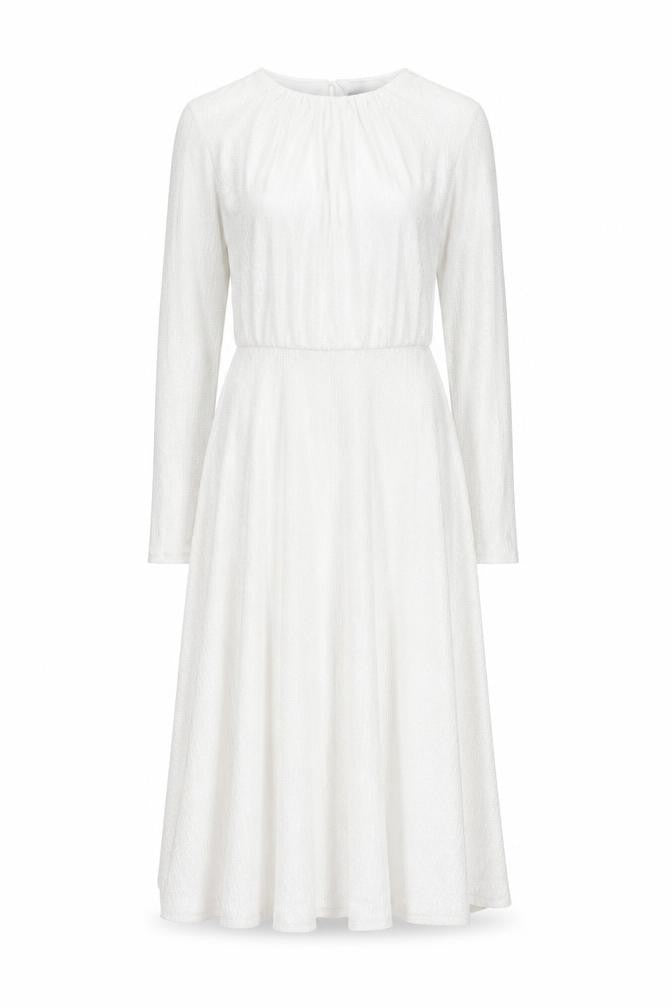 Marks and Spencer Womens White Polyester A-Line Size 8 Round Neck Zip