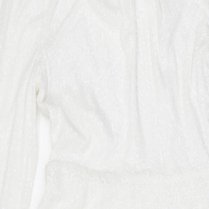 Marks and Spencer Womens White Polyester A-Line Size 8 Round Neck Zip