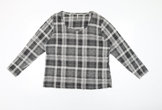 Anthology Womens Black Geometric Cotton Basic T-Shirt Size 18 Round Neck