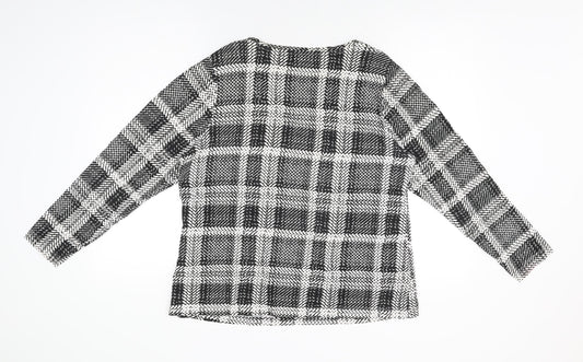 Anthology Womens Black Geometric Cotton Basic T-Shirt Size 18 Round Neck