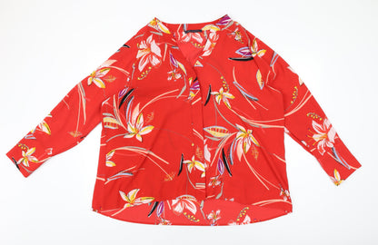 Womens UK Size 18 Marks and Spencer Red Basic Button-Up