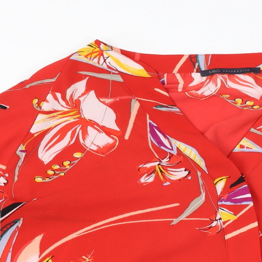 Womens UK Size 18 Marks and Spencer Red Basic Button-Up