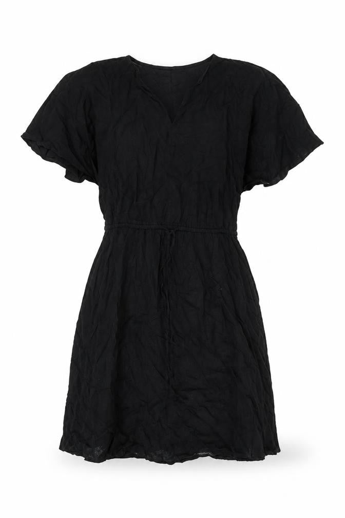Marks and Spencer Womens Black Linen Shift Size 10 V-Neck Pullover