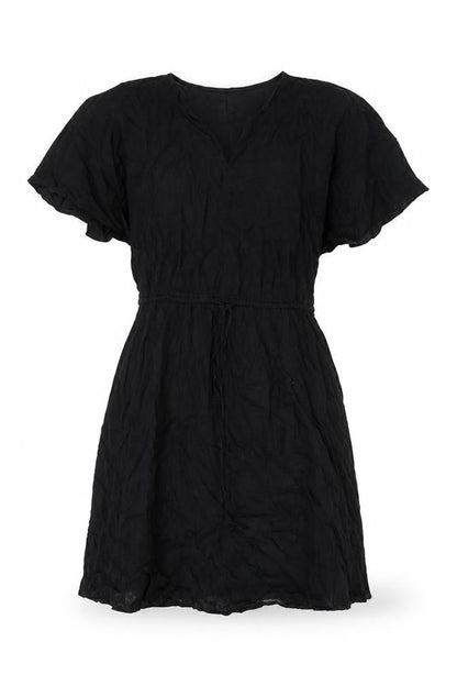 Marks and Spencer Womens Black Linen Shift Size 10 V-Neck Pullover