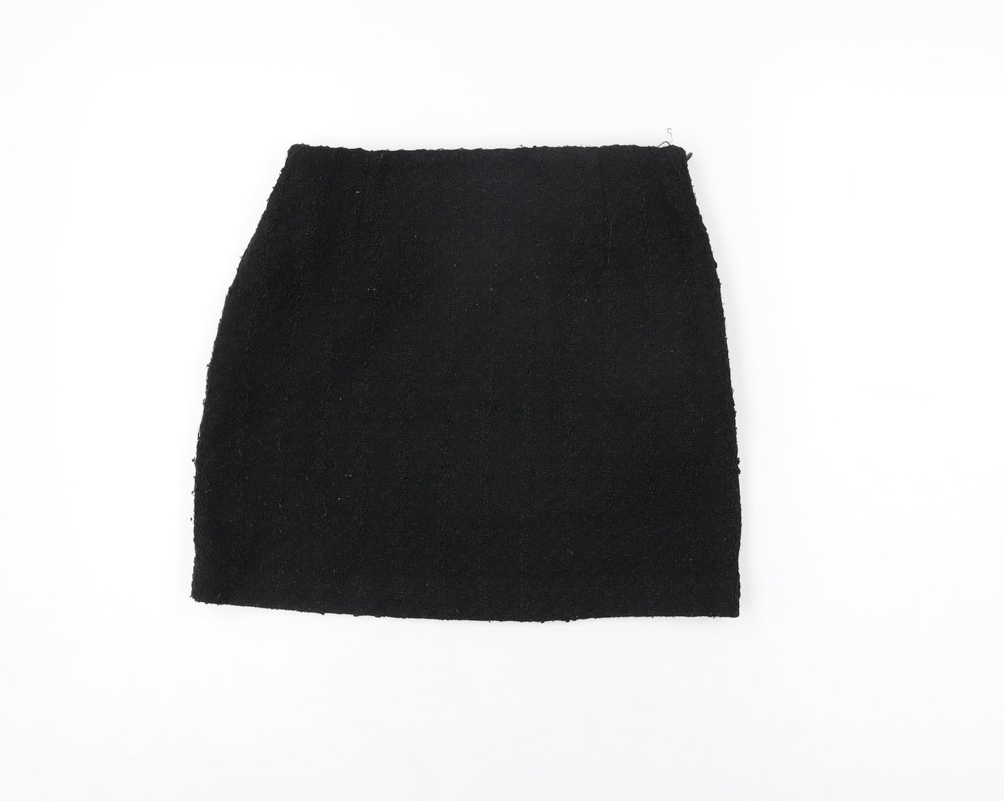 H&M Womens Black Polyester Mini Skirt Size 8 Zip