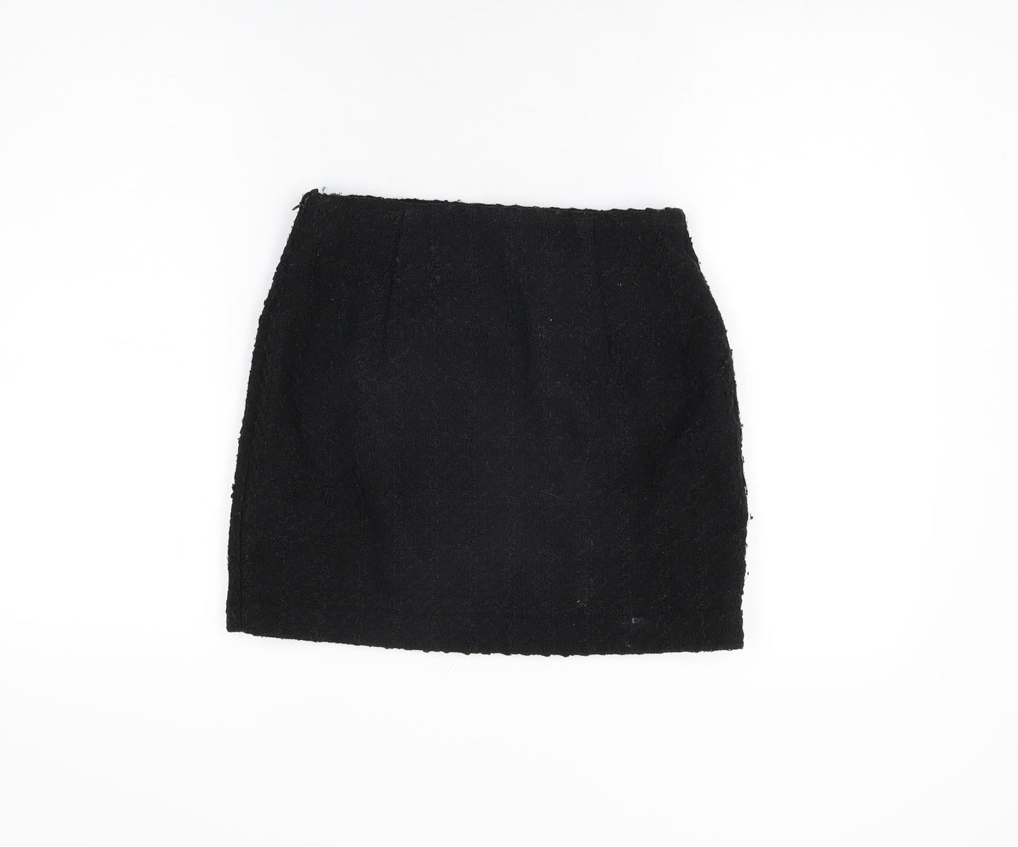 H&M Womens Black Polyester Mini Skirt Size 8 Zip