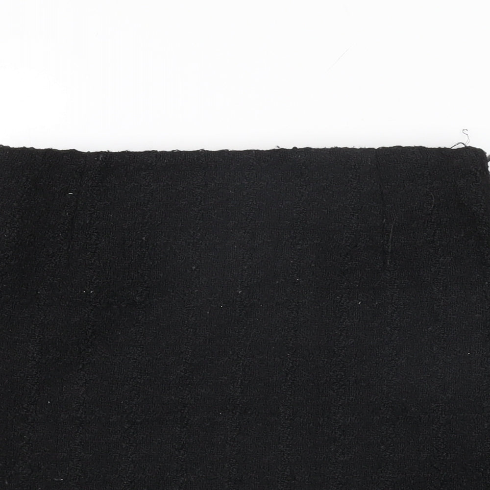 H&M Womens Black Polyester Mini Skirt Size 8 Zip