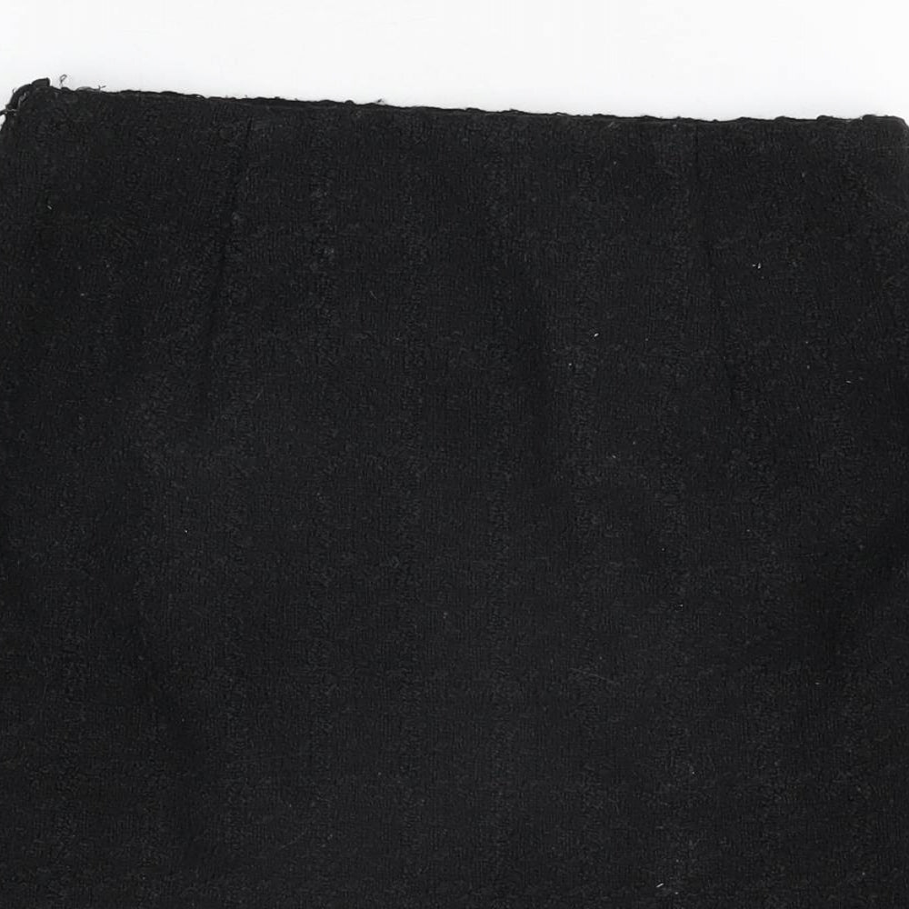 H&M Womens Black Polyester Mini Skirt Size 8 Zip