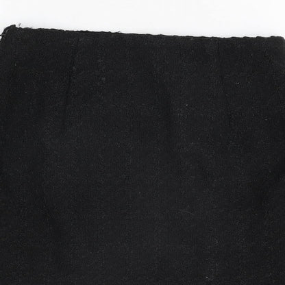 H&M Womens Black Polyester Mini Skirt Size 8 Zip