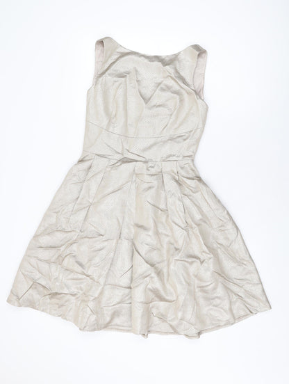 Coast Womens Gold Acetate A-Line Size 10 Round Neck Zip