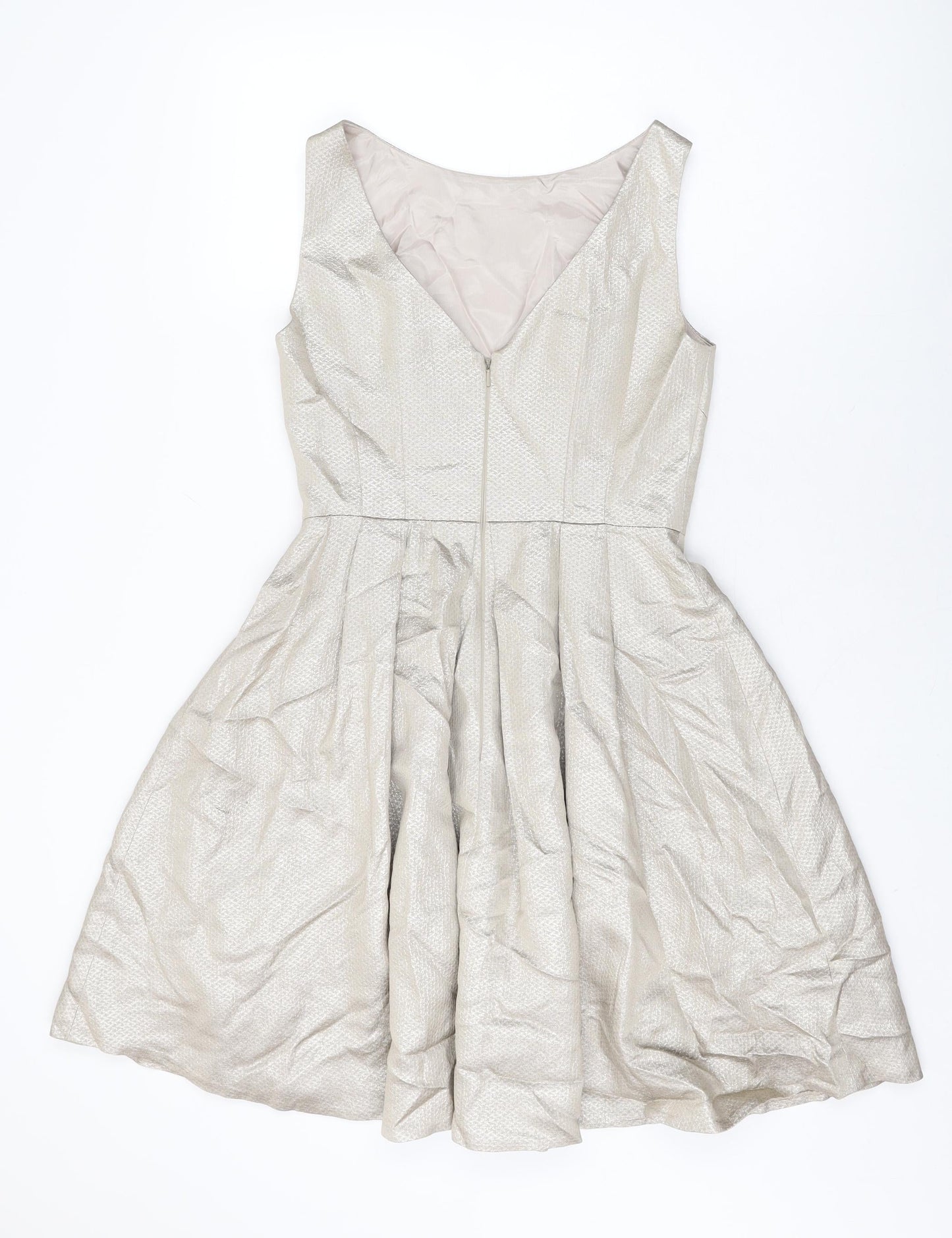 Coast Womens Gold Acetate A-Line Size 10 Round Neck Zip