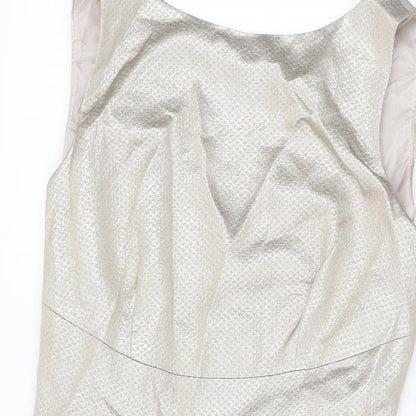 Coast Womens Gold Acetate A-Line Size 10 Round Neck Zip