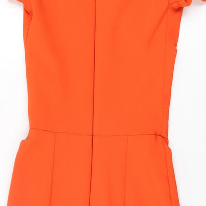 River Island Womens Orange Polyester Bodycon Size 6 Off the Shoulder Zip