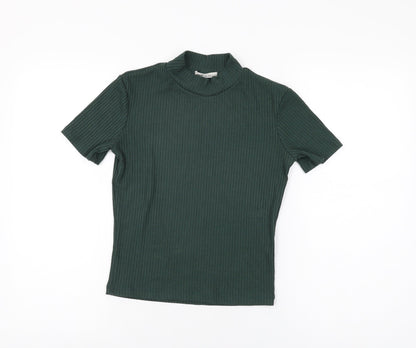 Womens UK Size M Pull&Bear Green Basic T-Shirt
