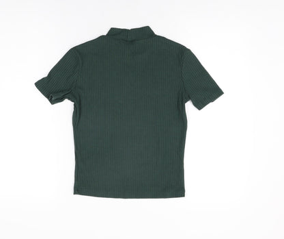 Womens UK Size M Pull&Bear Green Basic T-Shirt