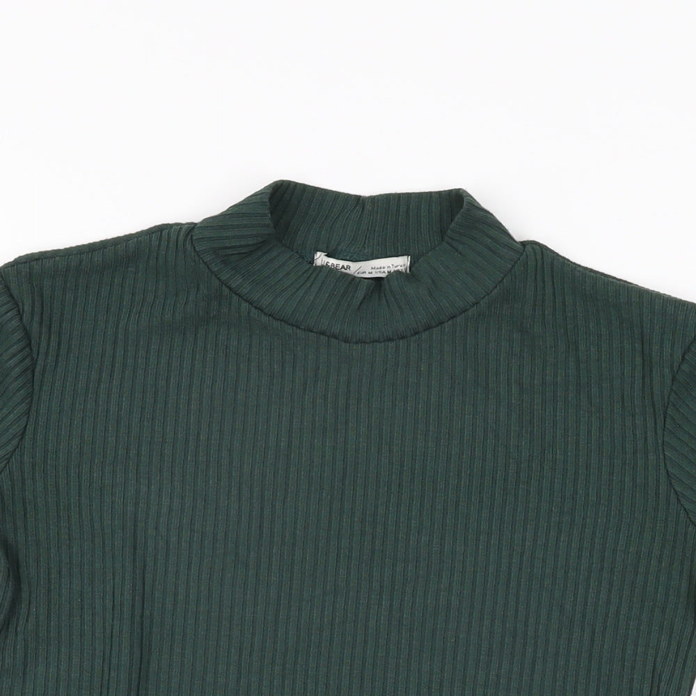 Womens UK Size M Pull&Bear Green Basic T-Shirt