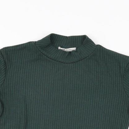 Womens UK Size M Pull&Bear Green Basic T-Shirt
