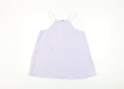 River Island Womens Purple Polyester Basic T-Shirt Size 10 Round Neck