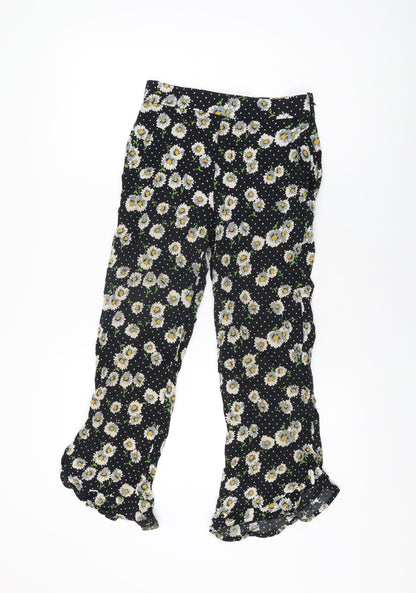 Womens UK Size XS Zara Regular Fit Cropped Black Trousers