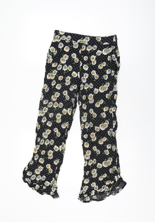 Womens UK Size XS Zara Regular Fit Cropped Black Trousers