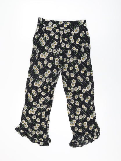 Womens UK Size XS Zara Regular Fit Cropped Black Trousers