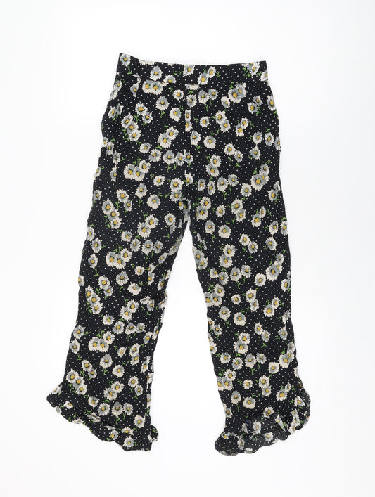 Womens UK Size XS Zara Regular Fit Cropped Black Trousers